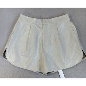 Grey Lab Women's Med Shiny White Sexy Faux Leather Lined Shorts Feminine Dainty